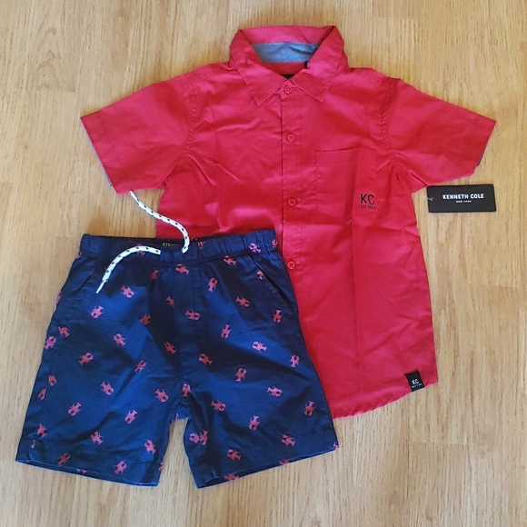 New Kenneth Cole New York Button-Down Shirt + Kenneth Cole Shorts Size 4T - Picture 1 of 6